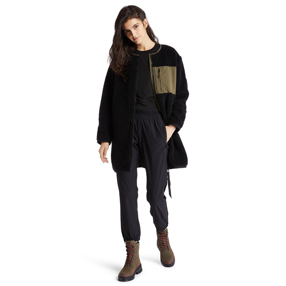 Chaquetas Timberland Mujer Largos Fleece Negras - Chile DJE-671402